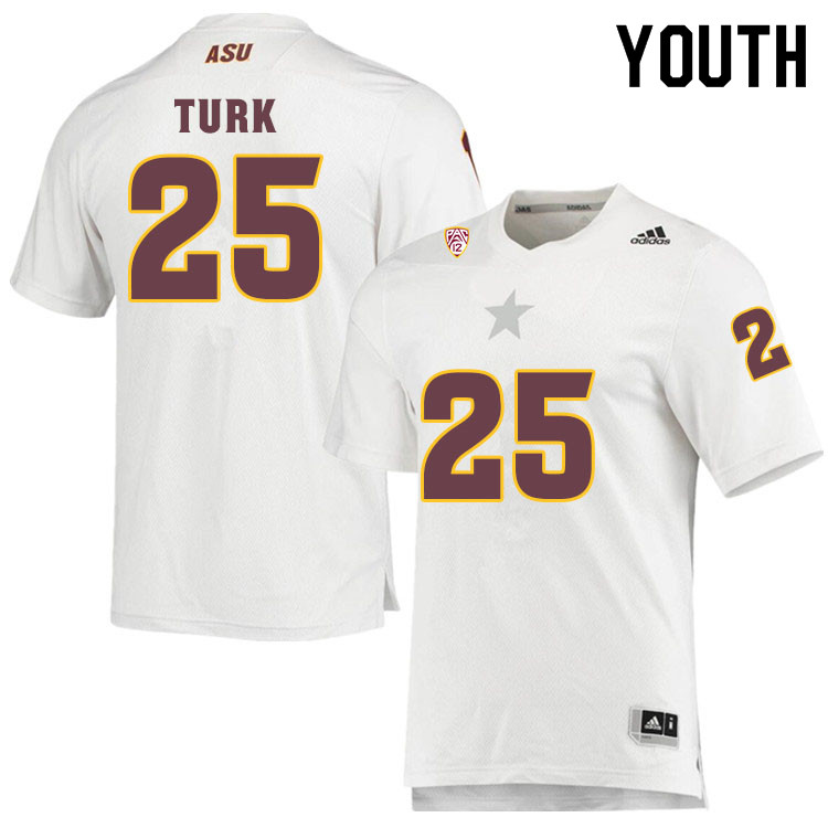 Youth #25 Michael TurkArizona State Sun Devils College Football Jerseys Sale-White - Click Image to Close